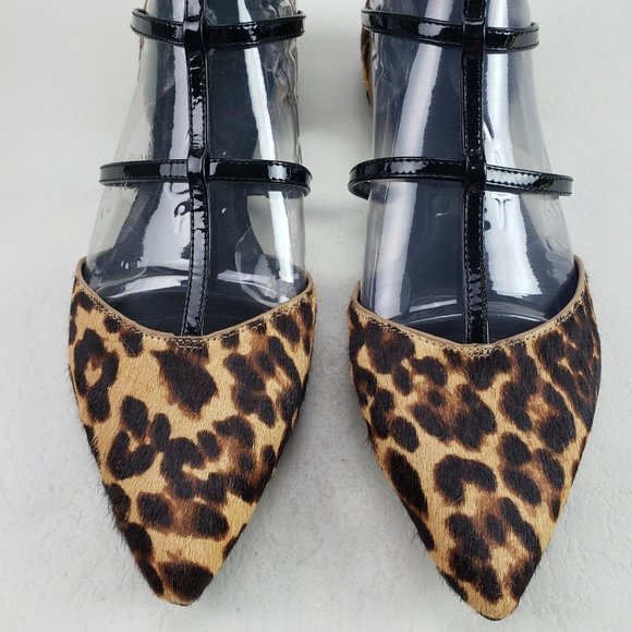 Marc Fisher Scoutly Cage Calf Hair Flats Womens 7.5 Leopard Print Pointed Toe - Picture 4 of 12